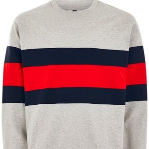 TOPMAN GRAY PANELLED SWEATSHIRT